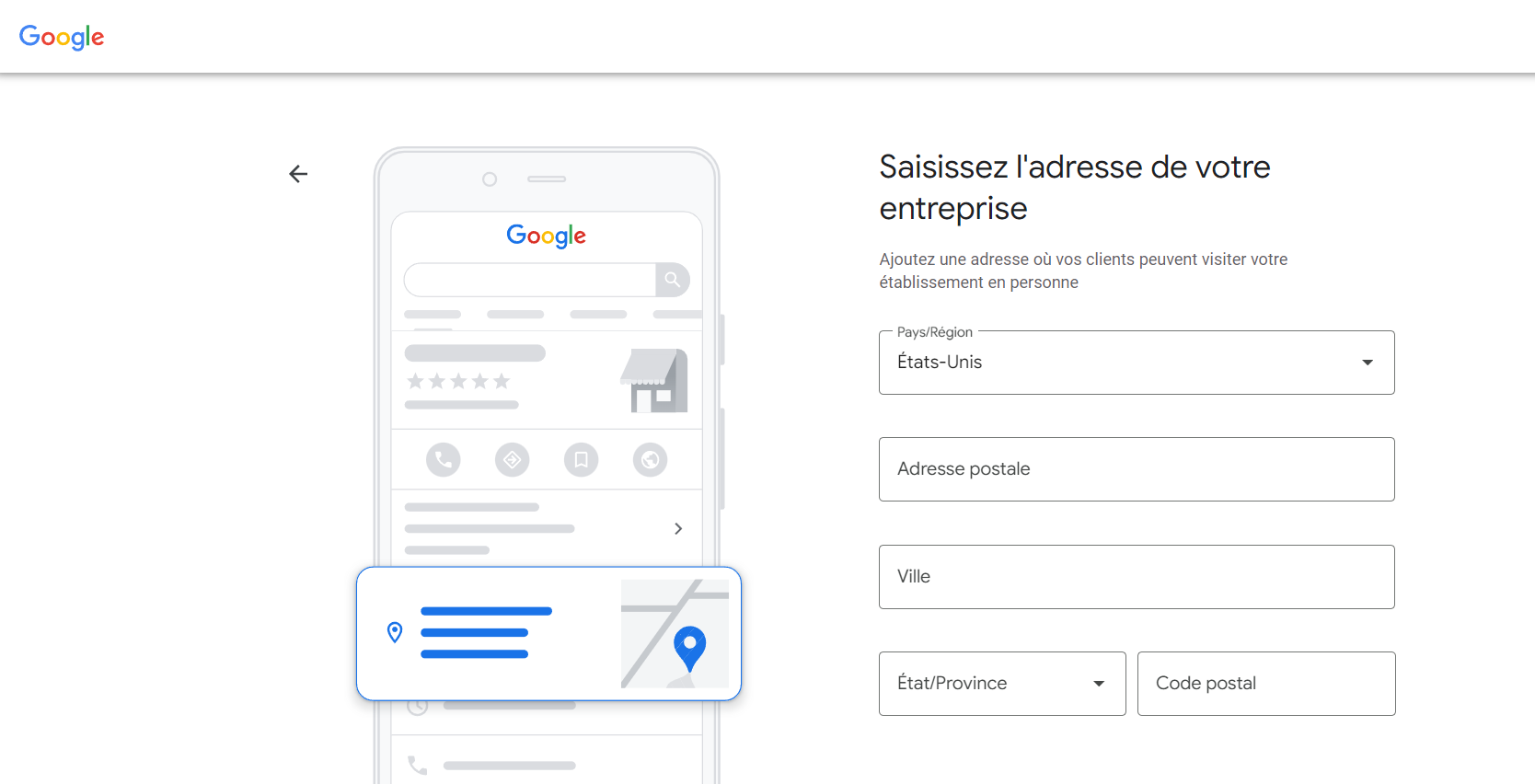 Add an address where your customers can visit your establishment in person Add an address where your customers can visit your establishment in person