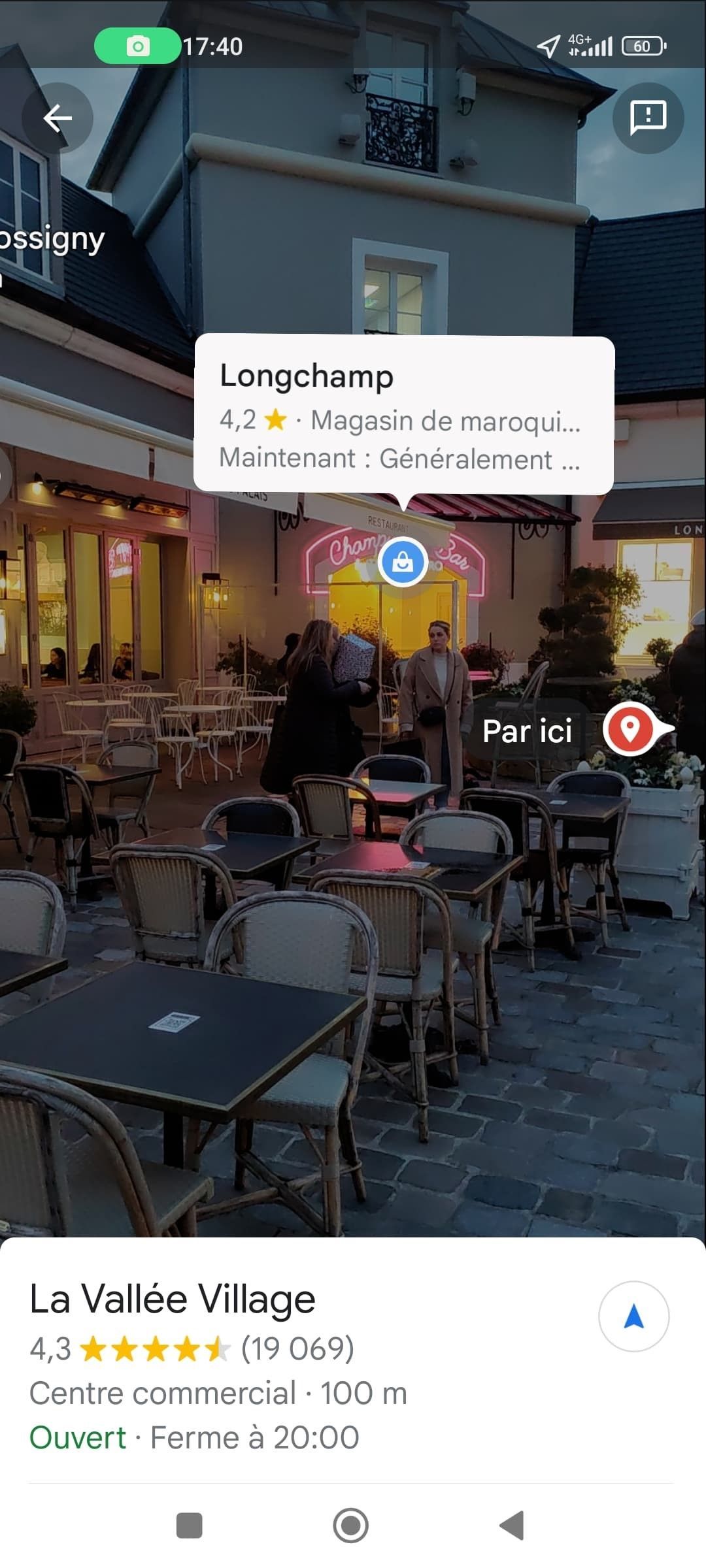 Search With Live View - Lens in Maps, exemple d'affichage Search With Live View - Lens in Maps, exemple d'affichage