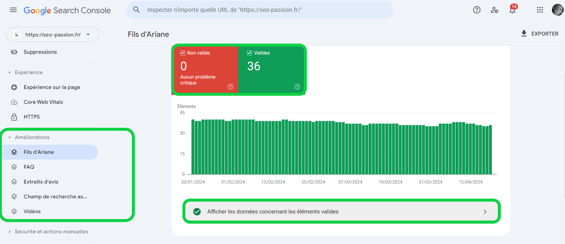 vérifier vos données structurées via la Search Console onglet vérifier vos données structurées via la Search Console
