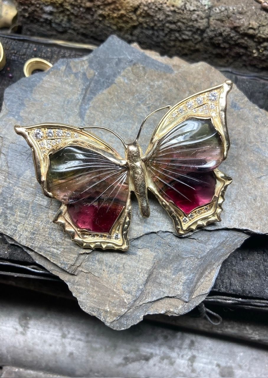 Turmalin, lupenreinem Brillanten, 585/-Au