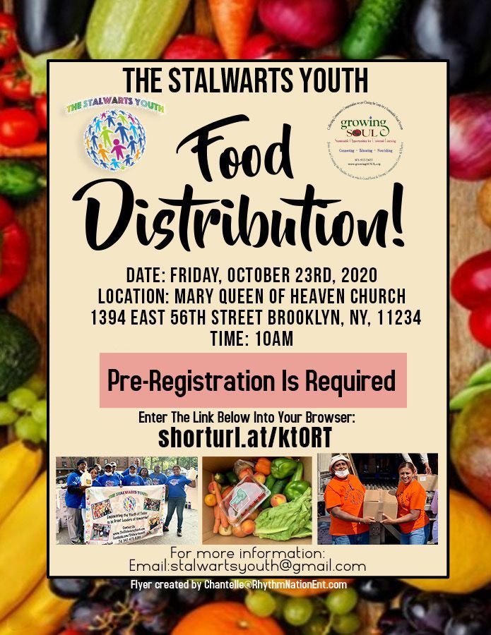Stalwarts Youth Food Distribution in collaboration with Growing Soul at Mary Queen of Heaven Church in Brooklyn, NY on October 23, 2020