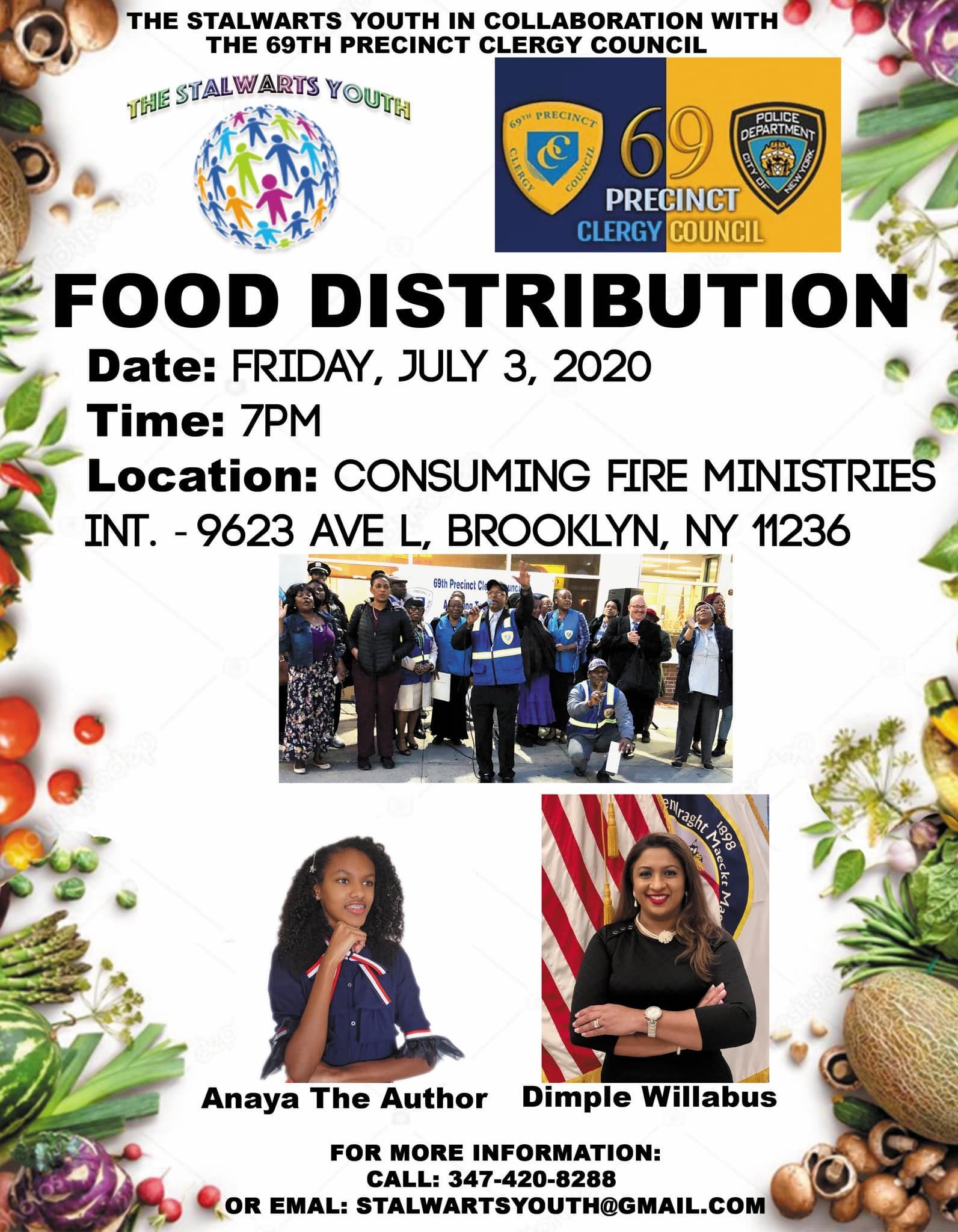 Stalwarts Youth Food Distribution in collaboration with 69th Precinct Clergy Council at Consuming Fire Ministries in Brooklyn, NY on July 3, 2020