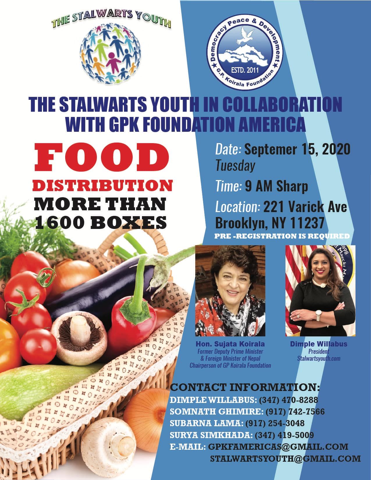 Stalwarts Youth Food Distribution in collaboration with GPK Foundation in Brooklyn, NY on September 15, 2020