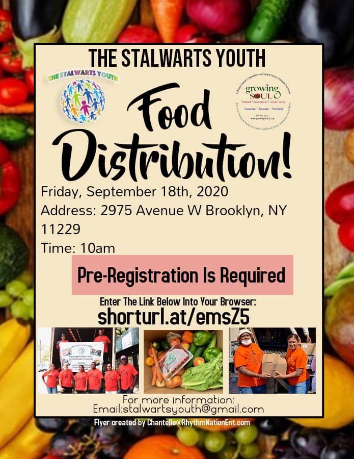 Stalwarts Youth Food Distribution in collaboration with Growing Soul in Brooklyn, NY on September 18, 2020