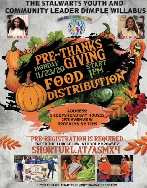Stalwarts Youth Pre-Thanksgiving Food Distribution at Sheepshead Bay Houses in Brooklyn, NY on November 23, 2020