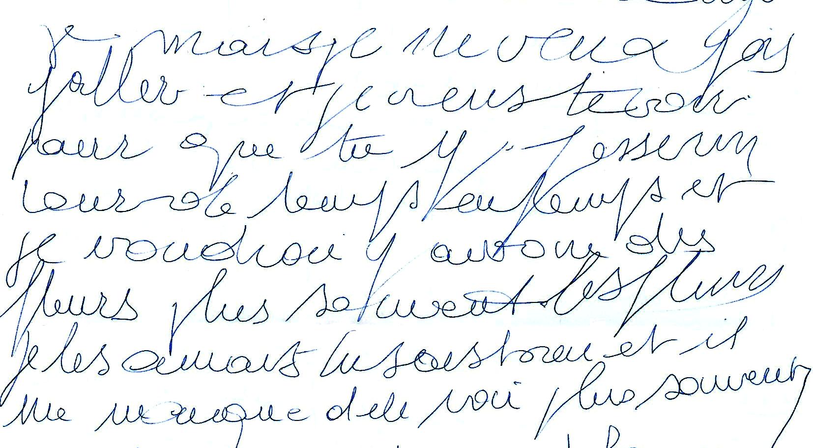 Portion de Lettre écrite par Germaine en décembre 2018