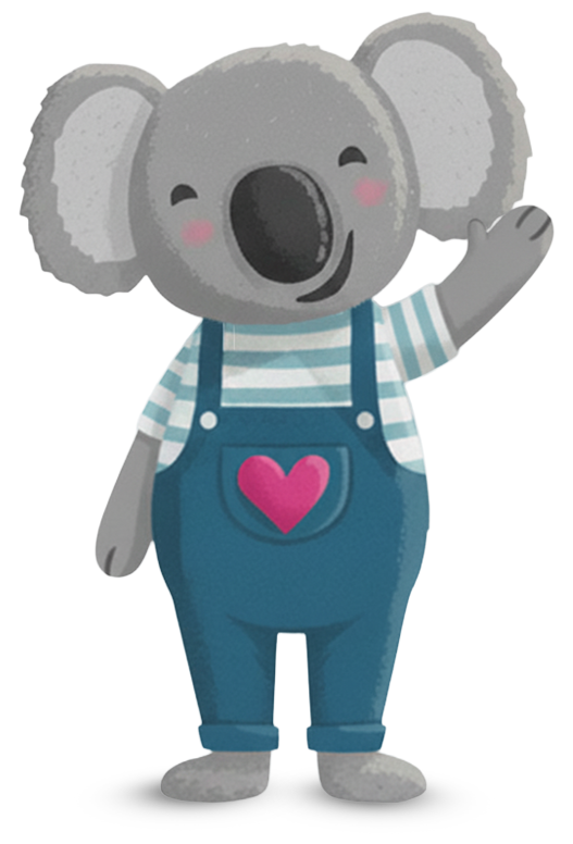 Koala steht und winkt freundlich