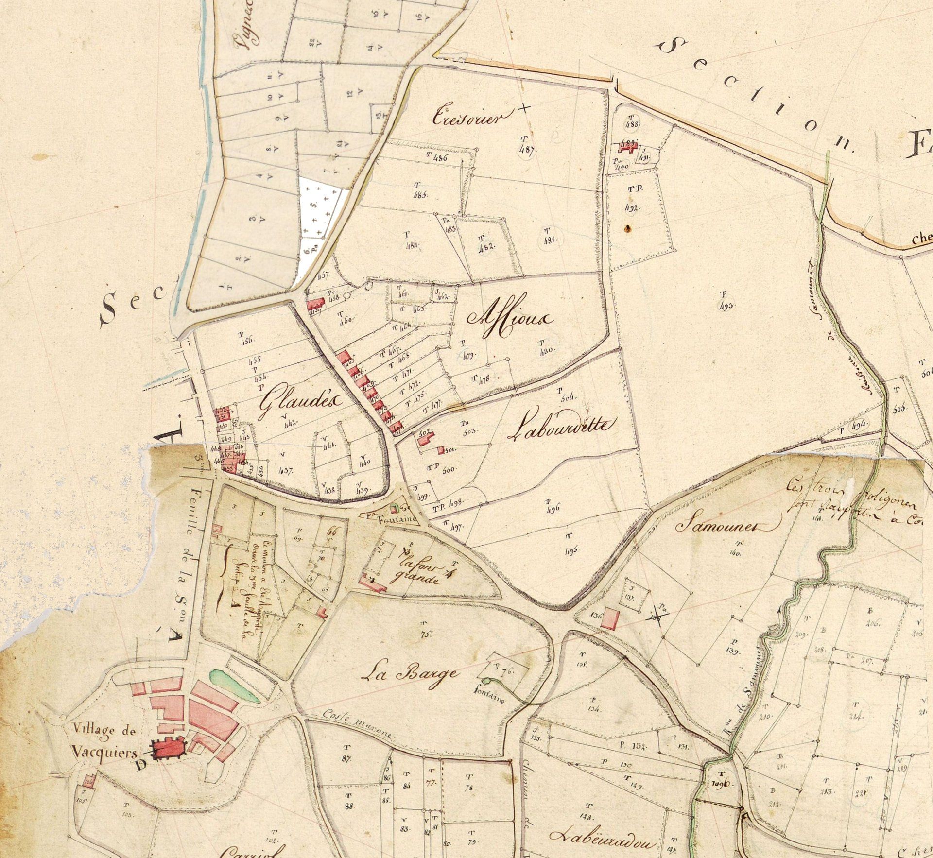 assemblage d'extraits du cadastre napoléonien 1818 (AD de la Haute-Garonne) assemblage d'extraits du cadastre napoléonien 1818 (AD de la Haute-Garonne)