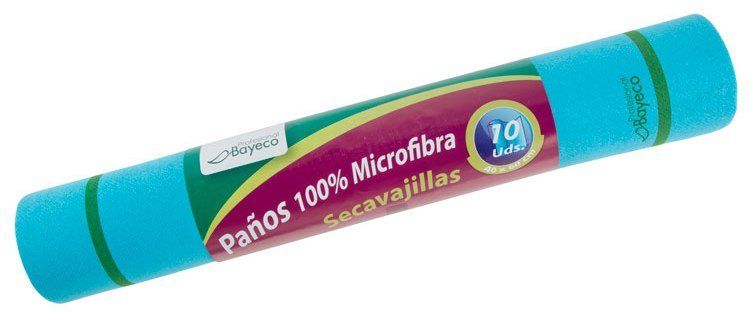 ROLLO 10 BAYETAS MICROFIBRA BAYECO ESPECIAL SECAVAJILLAS LIMPIAVAJILLAS Y CRISTALES