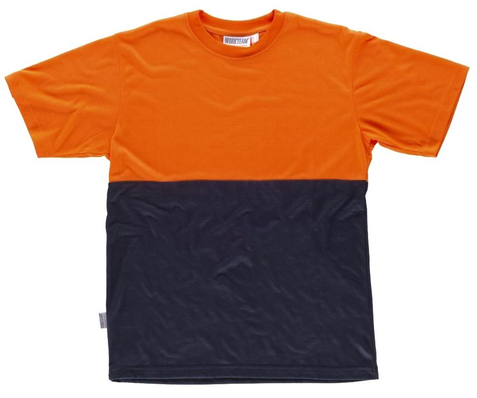 camiseta-workteam-c6020-naranja-marino-manga-corta