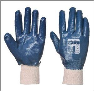 Guante Algodón con recubrimiento en palma de Nitrilo PORTWEST A300. Dorso cubierto y Puño elástico.
