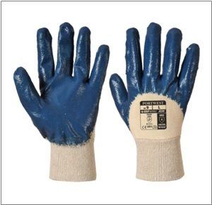 Guante Algodón con recubrimiento en palma de Nitrilo PORTWEST A330.  Dorso transpirable.