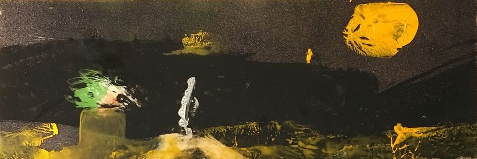 Raimund Vögtle: Where to go?, acrylpainting, 10,5x30,5 cm, 2019, photo Raimund Vögtle 2019