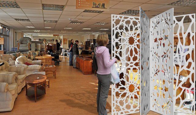 expositor de paneles de celosias decorativas