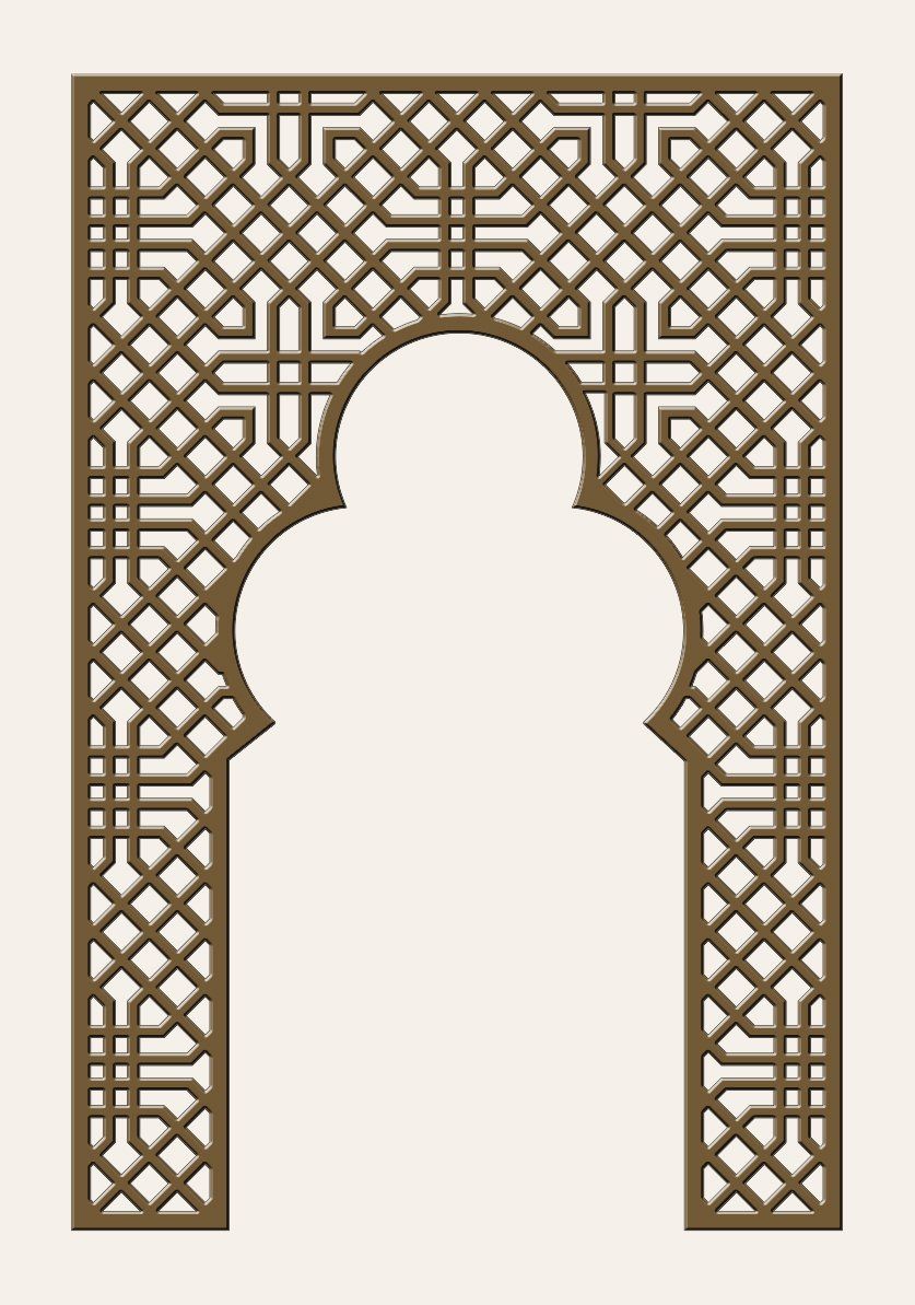 puerta de celosia con arco decorativo