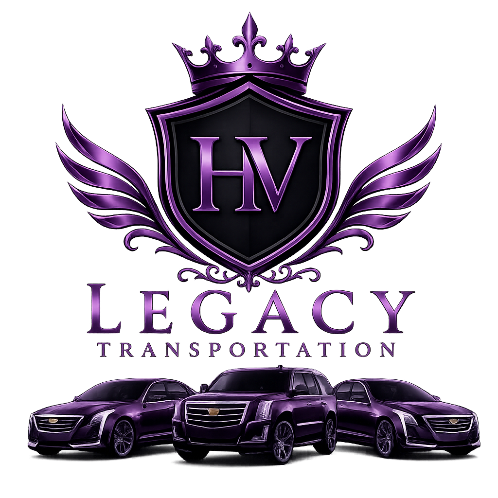 Hudson Valley Legacy Transportation official logo featuring a purple crown and wings.