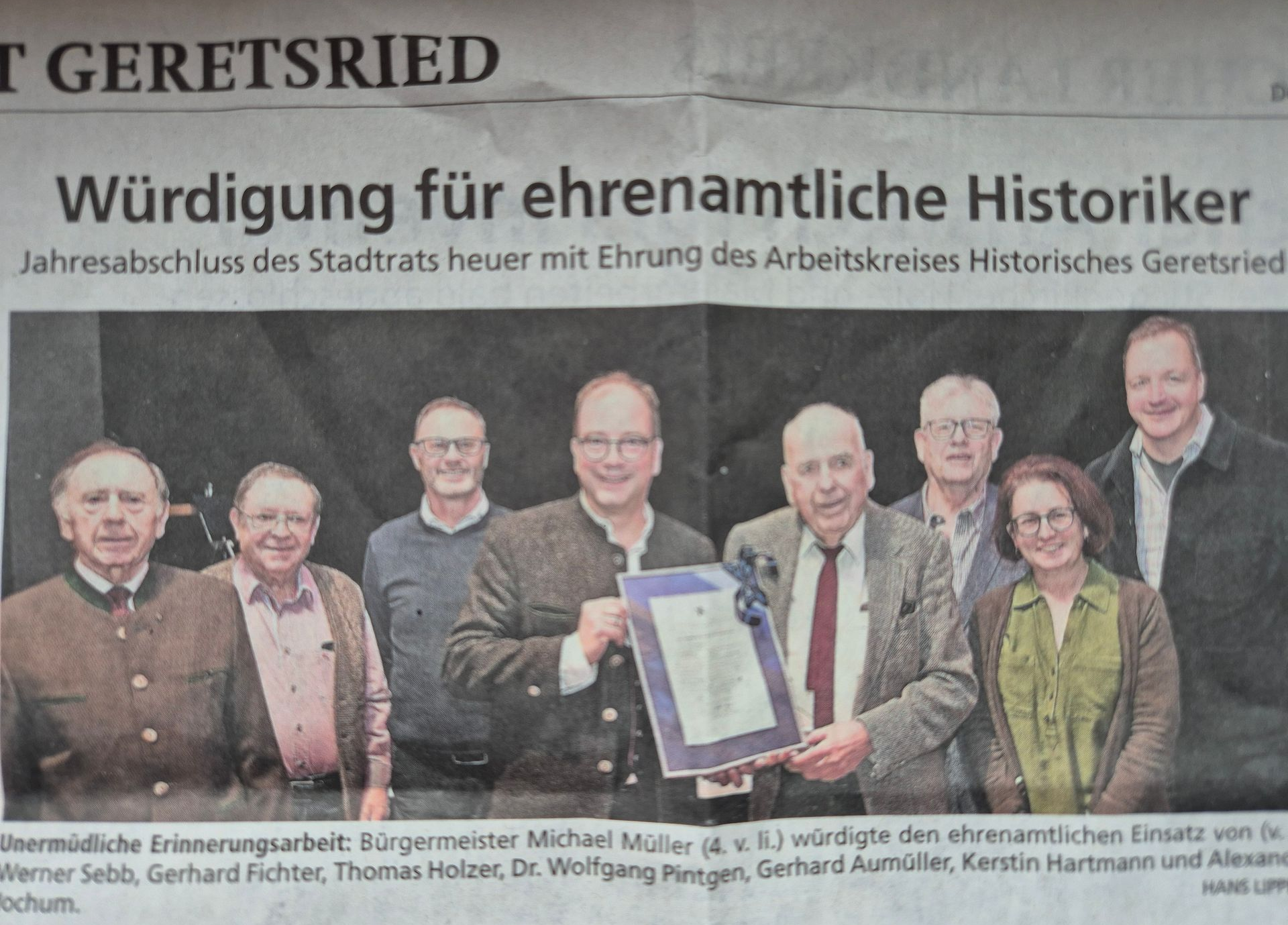 Artikel Geretsrieder Merkur: Würdigung für ehrenamtliche Historiker