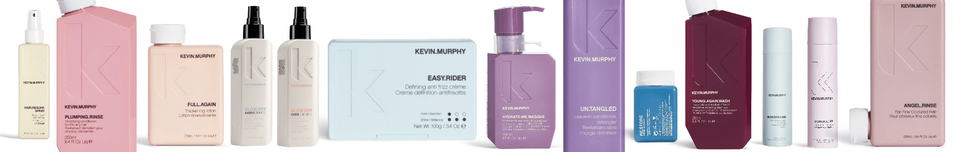 Eine Auswahl der Kevin Murphy Produkte, die in der Carsten Klingbeil Haircompany Berlin angeboten werden.
