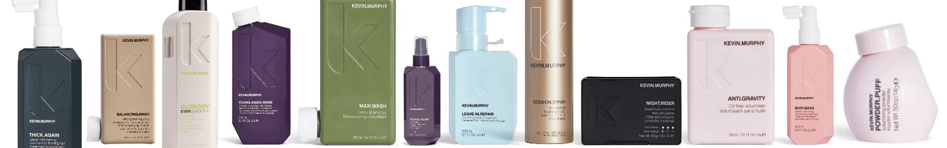 Eine Auswahl der Kevin Murphy Produkte, die in der Carsten Klingbeil Haircompany Berlin angeboten werden.