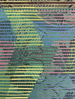 ohne titel, multituned 18 x24 cm remix black & white fotocopied  textile patterns, acryl  on canvas, 2011, sold Betty Stürmer, painting, collage