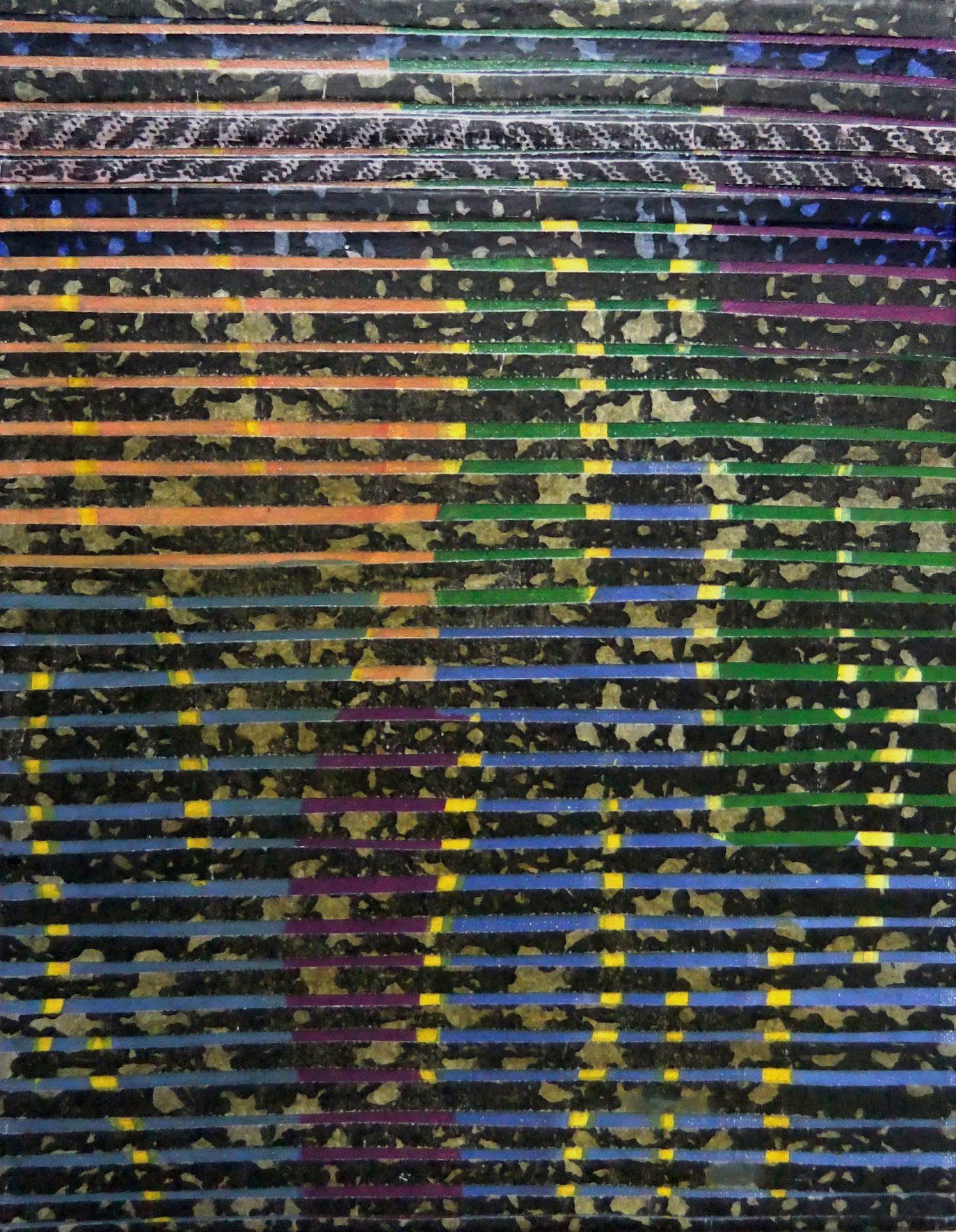 dunkel licht, multituned 18 x24 cm remix black & white fotocopied  textile patterns, acryl  on canvas, 2010 Betty Stürmer, painting, collage