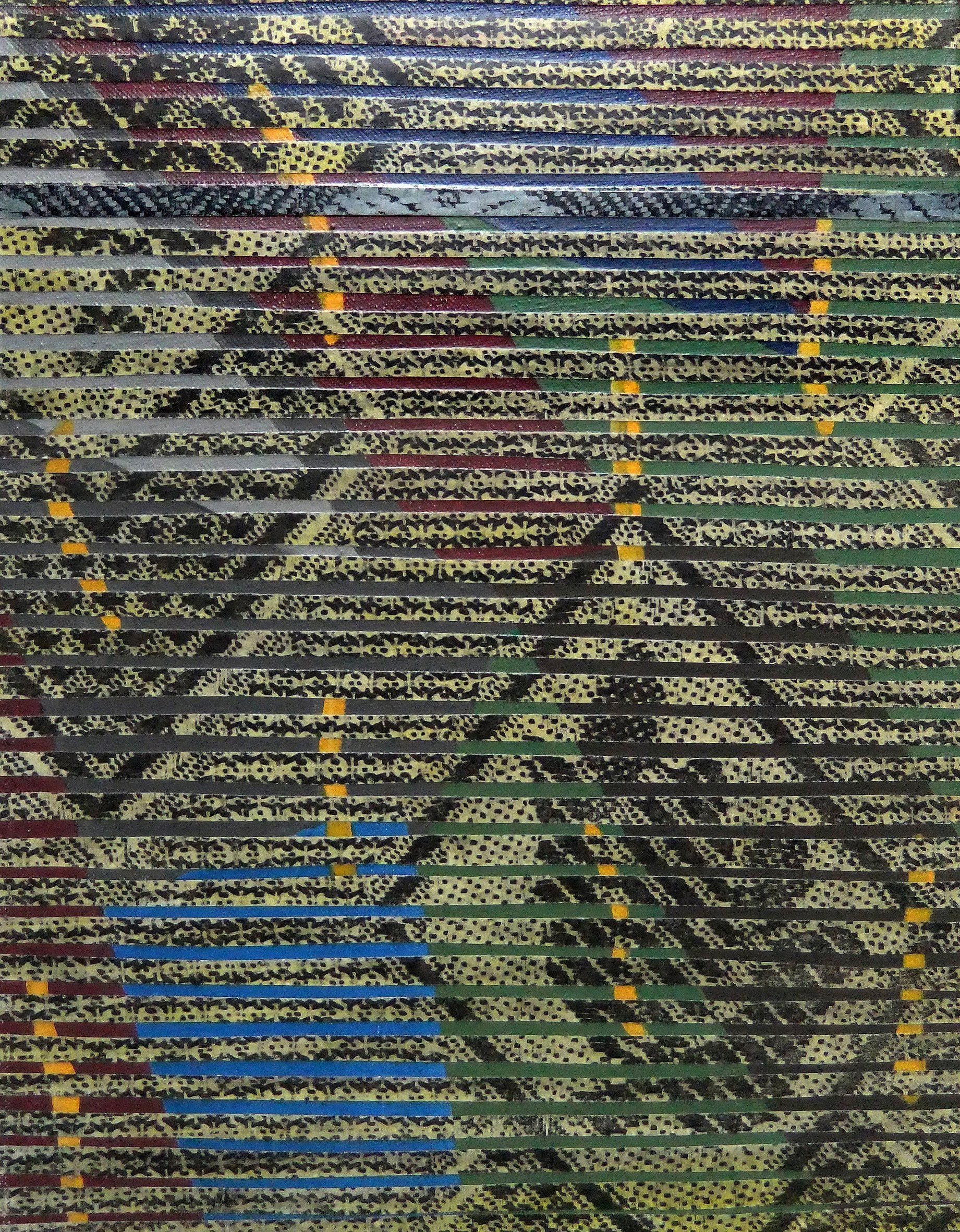 multituned 18 x24 cm remix black & white fotocopied textile patterns, acryl on canvas, 2011 Betty Stürmer, painting, collage