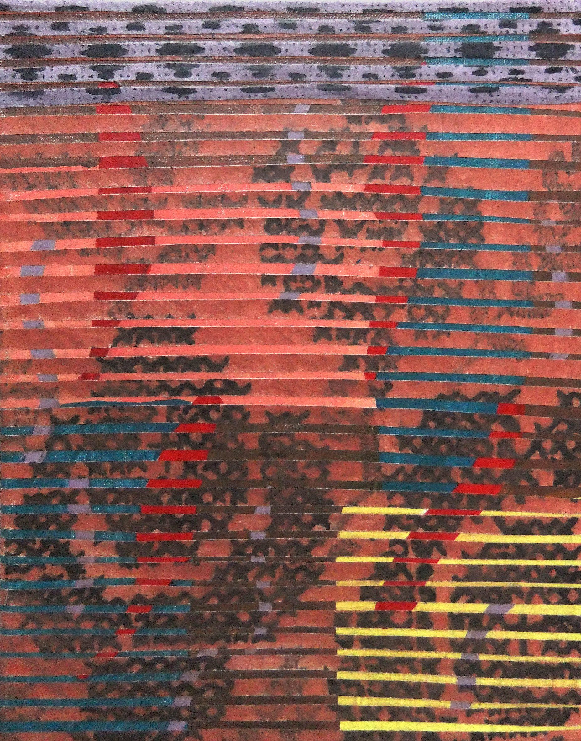 south america, multituned 18 x24 cm remix black & white fotocopied  textile patterns, acryl  on canvas, 2011, in a private collection Betty Stürmer, painting, collage