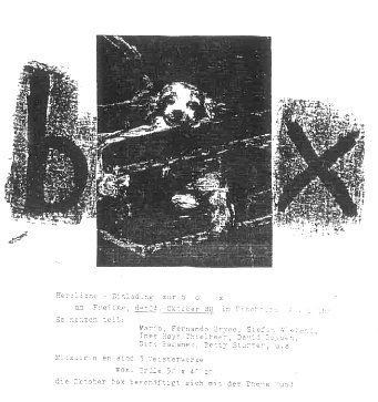 invitation to BOX, 1987, concept & flyer by Betty Stürmer Fischbüro