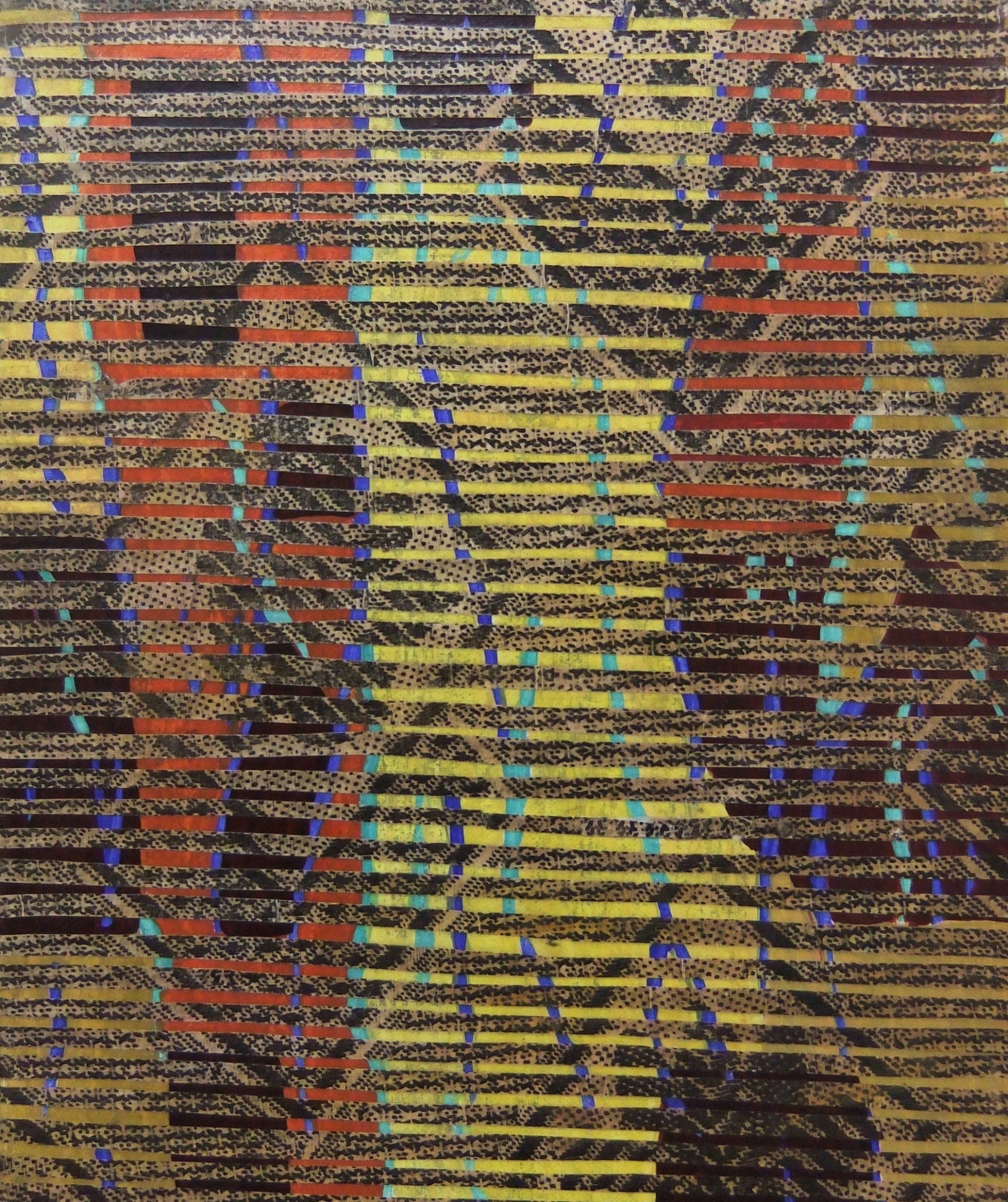 afro,multituned 24 x30 cm remix black & white fotocopied  textile patterns, acryl  on canvas, 2010, Collection Zimmermuseum, Lauf Betty Stürmer