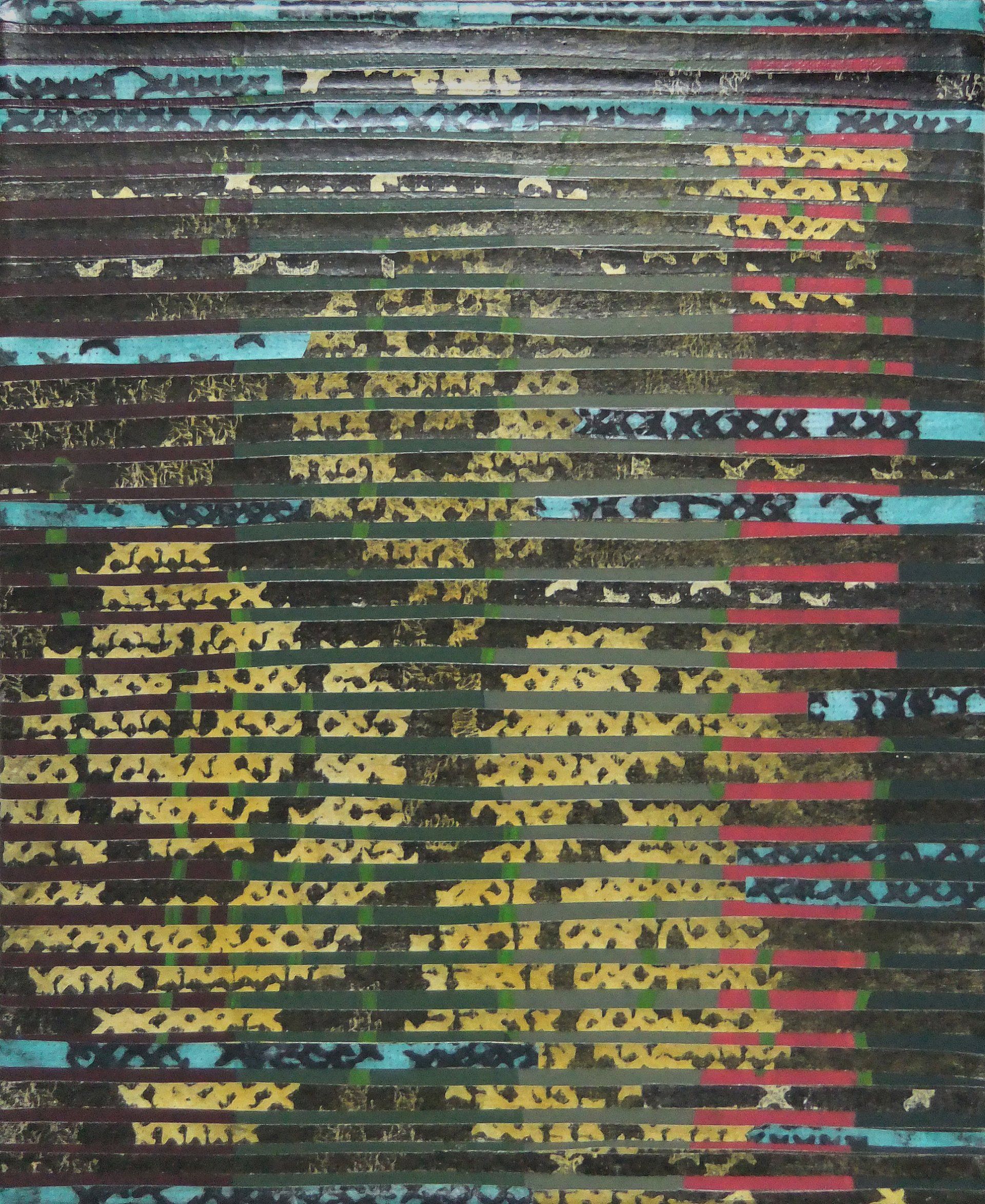 stickerei, multituned 24 x30 cm remix black & white fotocopied  textile patterns, acryl  on canvas, 2010 Betty Stürmer, painting, collage