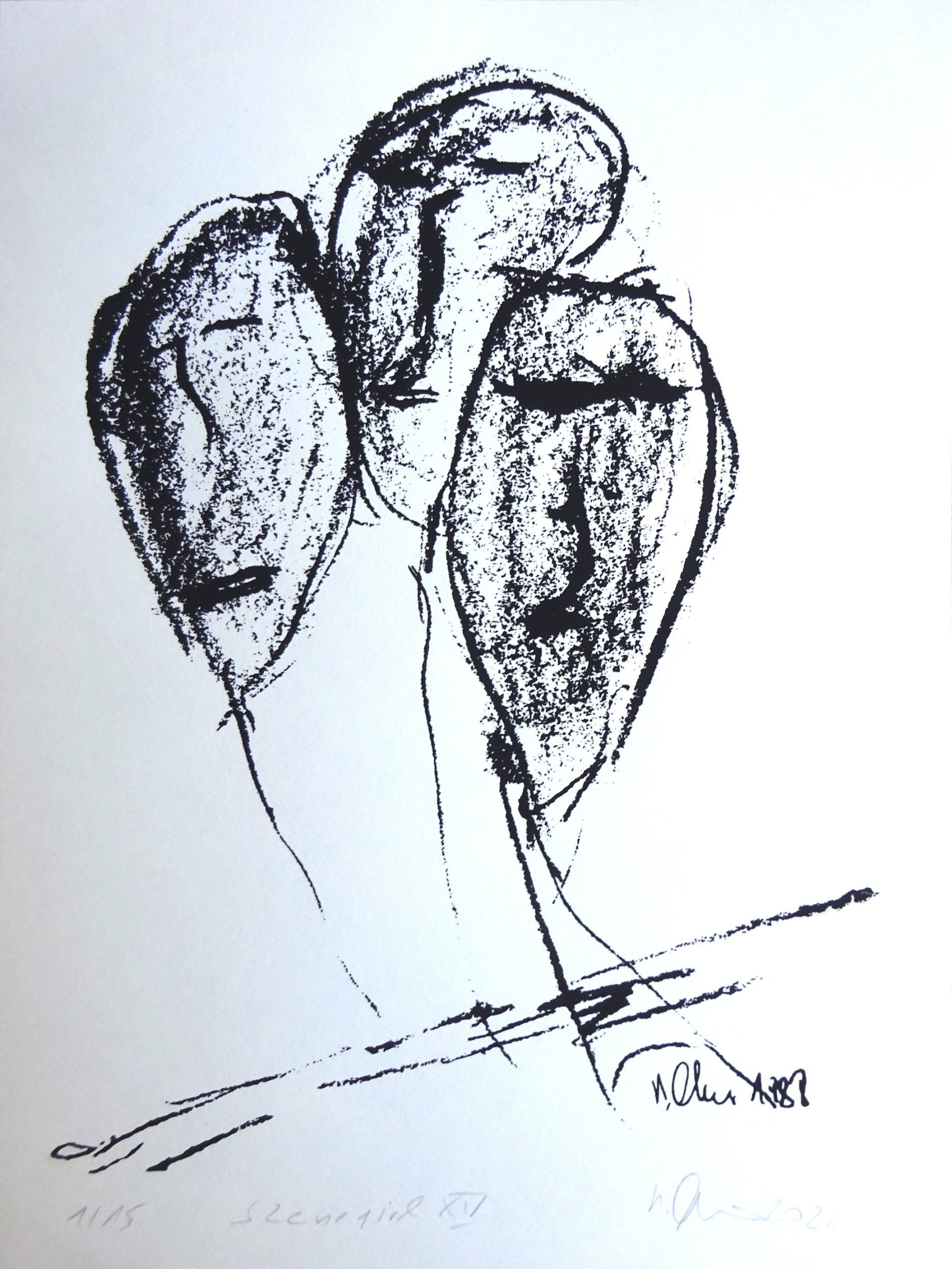 3 faces, silkscreen, roadmap XV-edition 15-18x24cm, handprinted on 120 gr bookprintingpaper, 2022 sold out