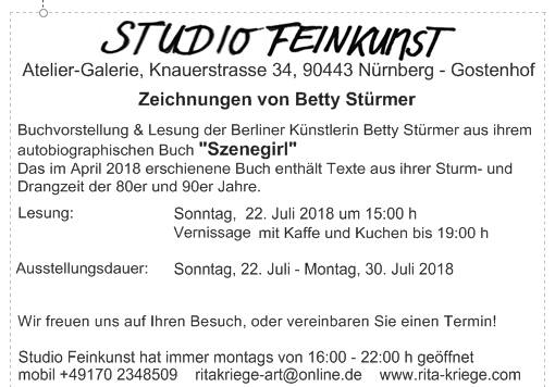 invitation card, Studio Feinkunst - Rita Kriege, Nürnberg
