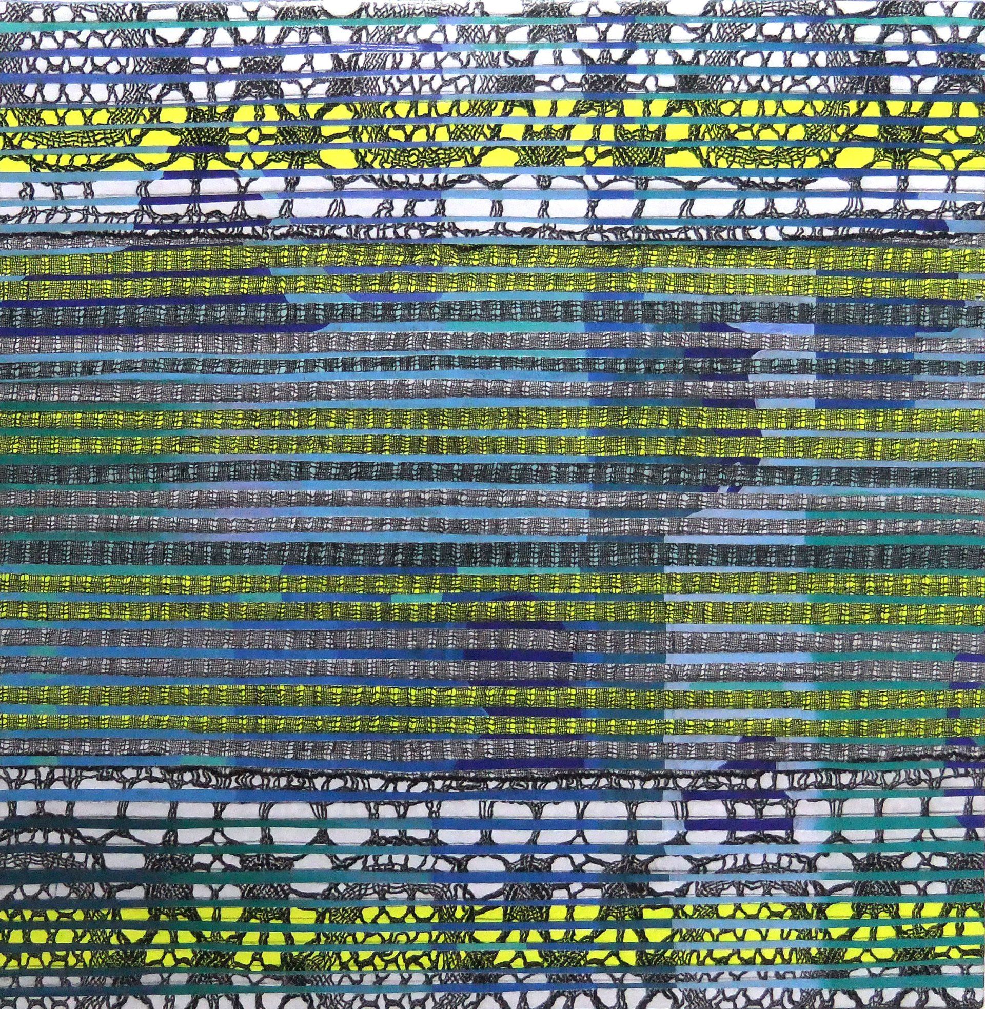 Multituned 2007 40 x 40 cm remix textile fotocopy & newspaper on canvas Betty Stürmer, painting, collage