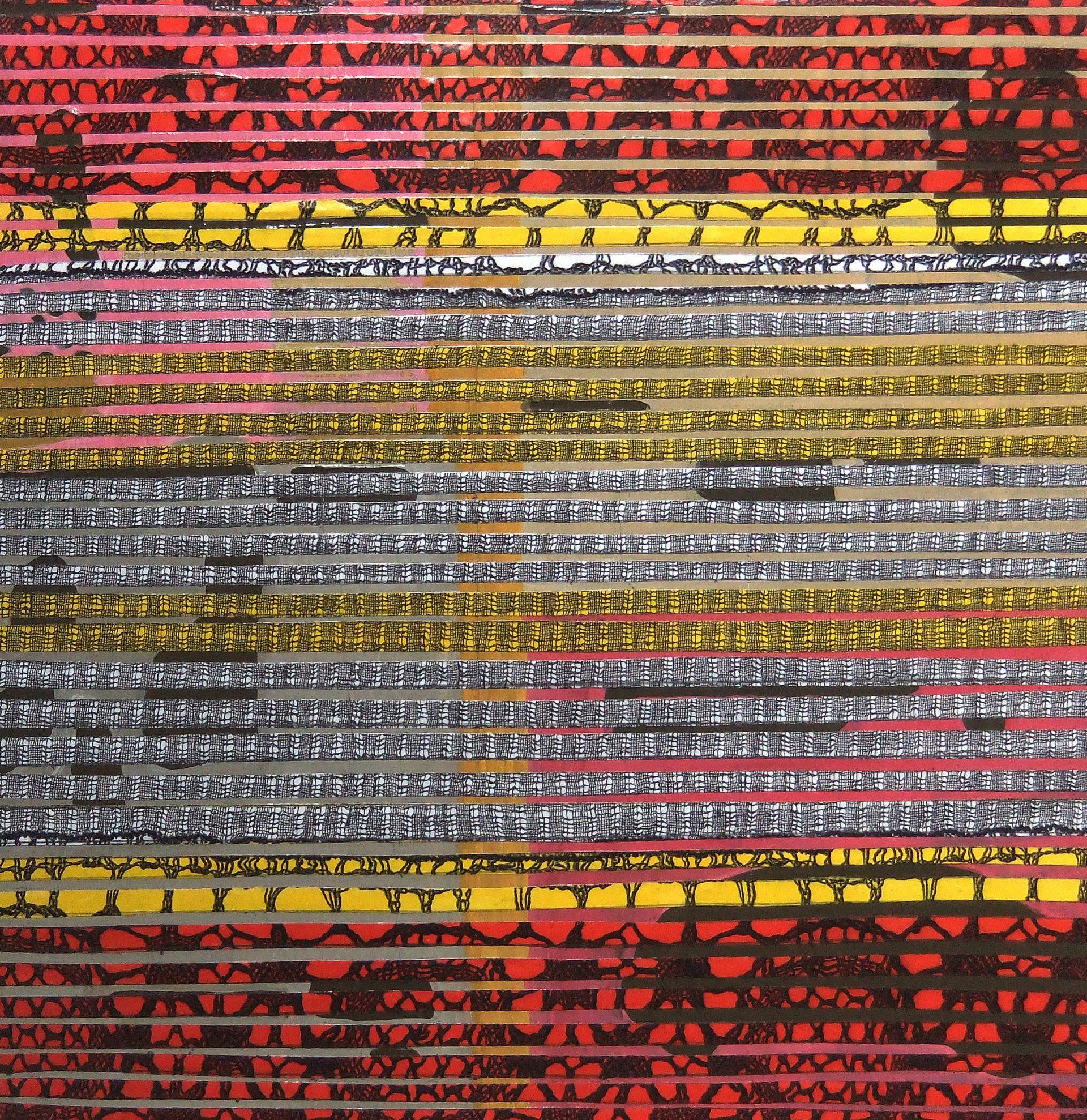 Multituned 2007 40 x 40 cm remix textile fotocopy & newspaper on canvas Betty Stürmer, painting, collage