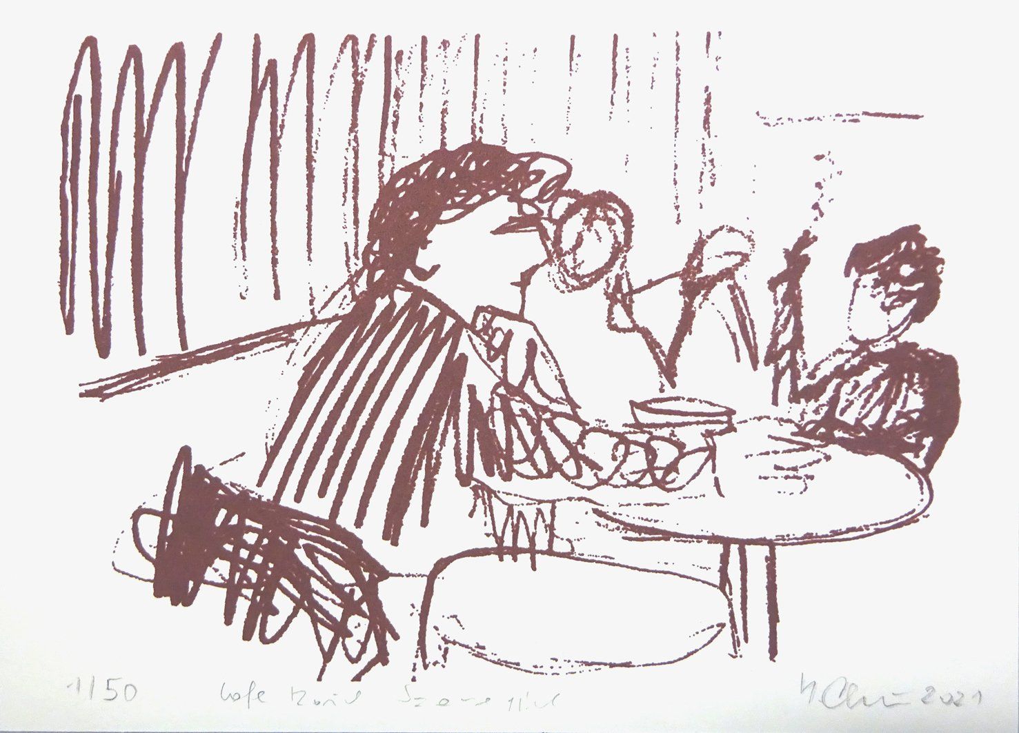 Cafe Rauch, version from roadmap XII, 15x21 cm, gouache on paper 300 gr., edition 50, 2021