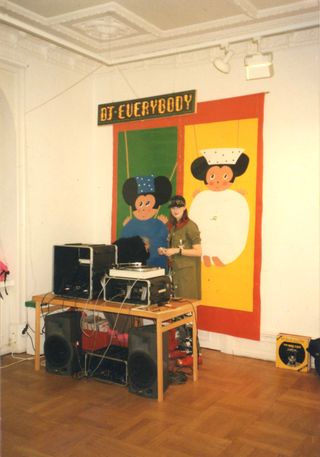 DJ Everbody, installation view with Mini Mouse paintings, Kunstförening, Götborg, Sweden