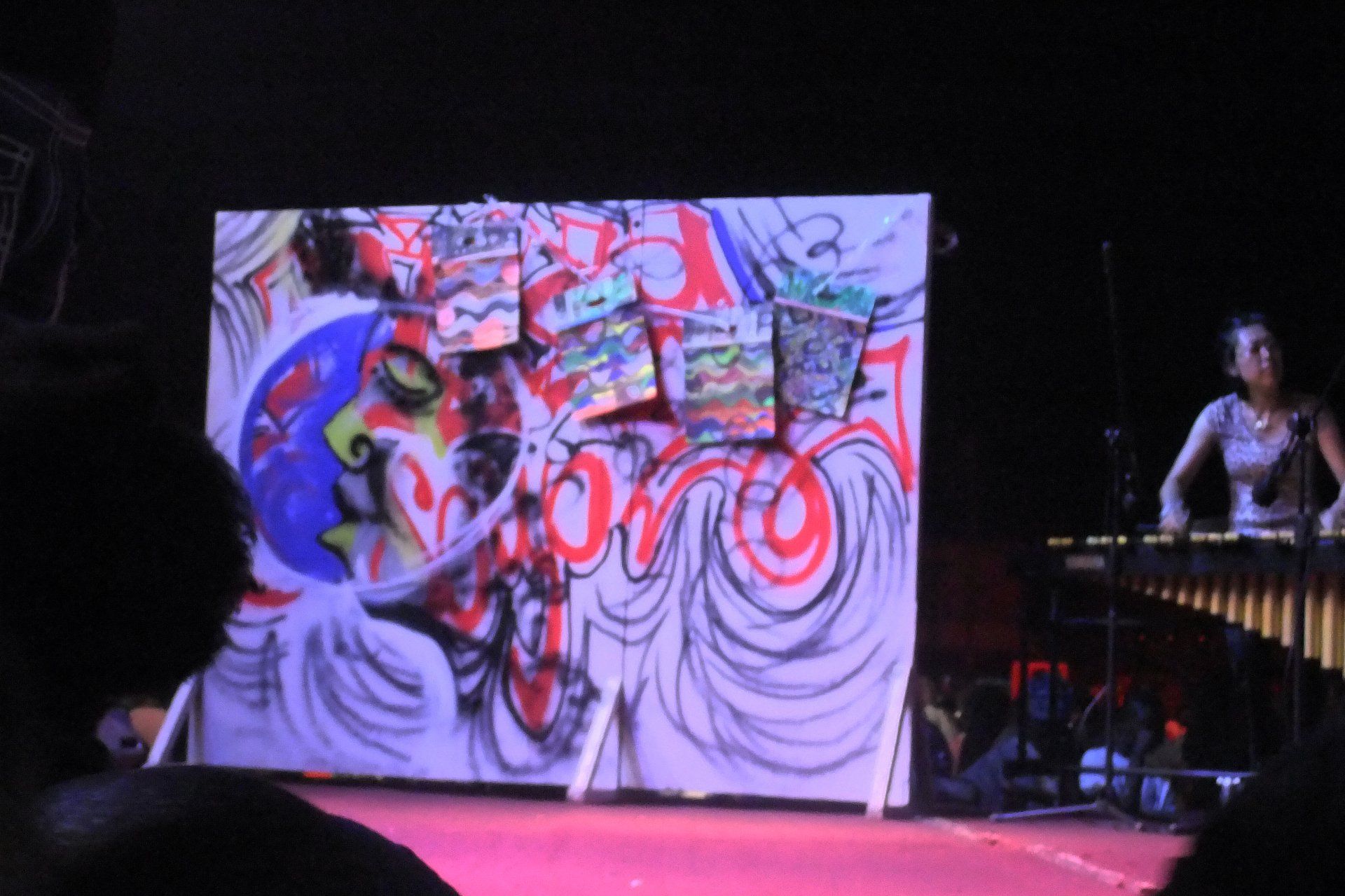 installation view soundbags, stage with Kwame Write, Adinkra Soup, Chale Wote Street Art Festival, Accra, 2015