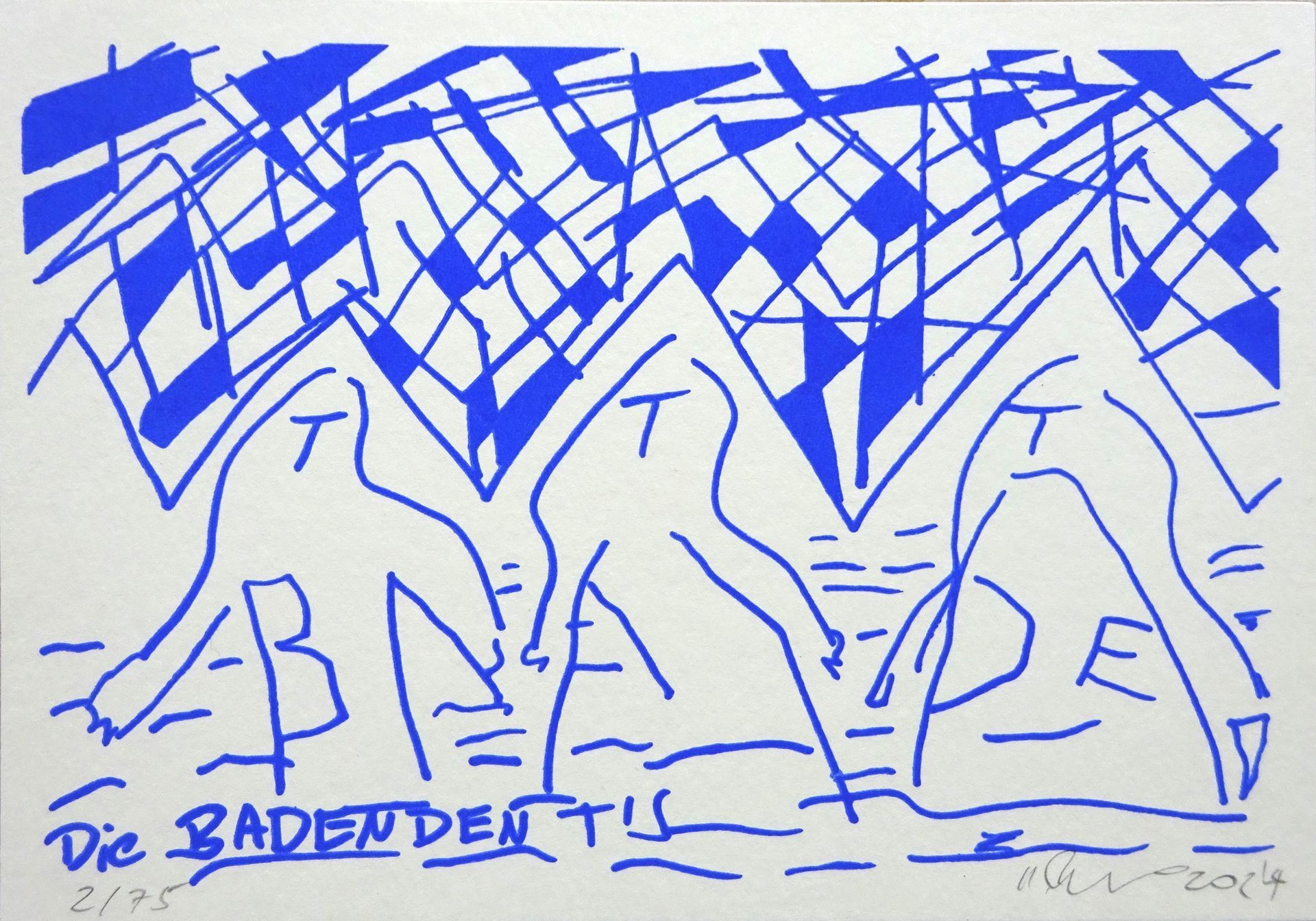 die badenden T's, silkscreen edition 75, lascaux gouache on 300gr, 2024