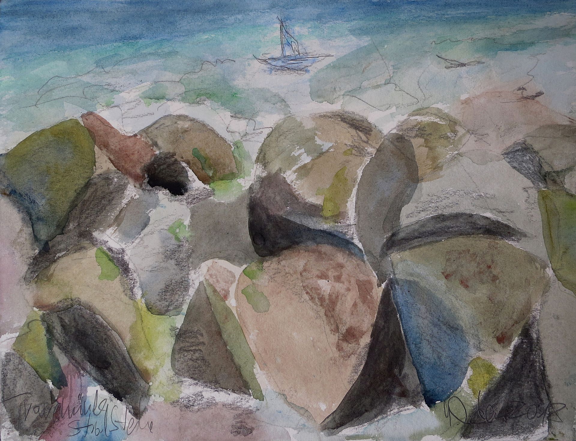 Travemünde Strand, watercolour, 24x32cm, 2018