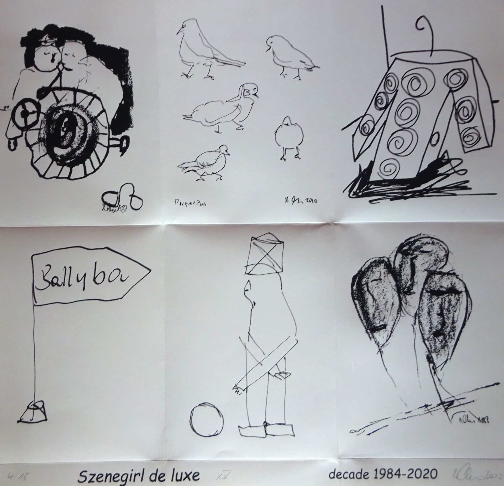 roadmap to szenegirl XV-54x52cm, foldout silkscreen, ediiton 15, lascaux gouache on 120 gr bookprintingpaper-handprinted-2022