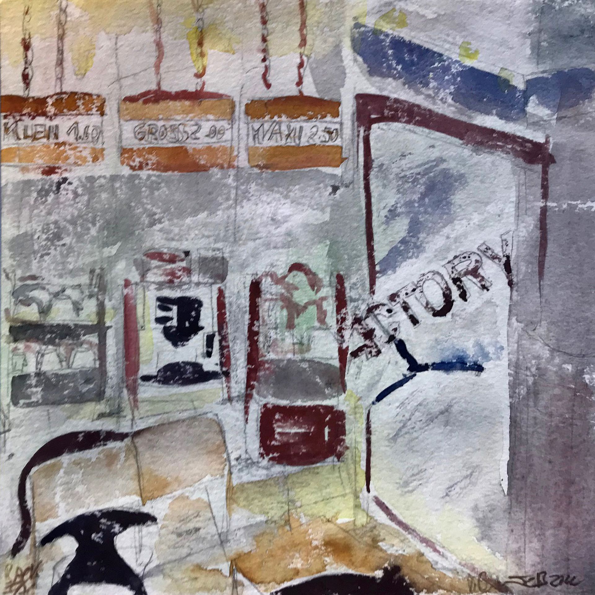 back factory, 20 x 20 cm, watercolour, 2022