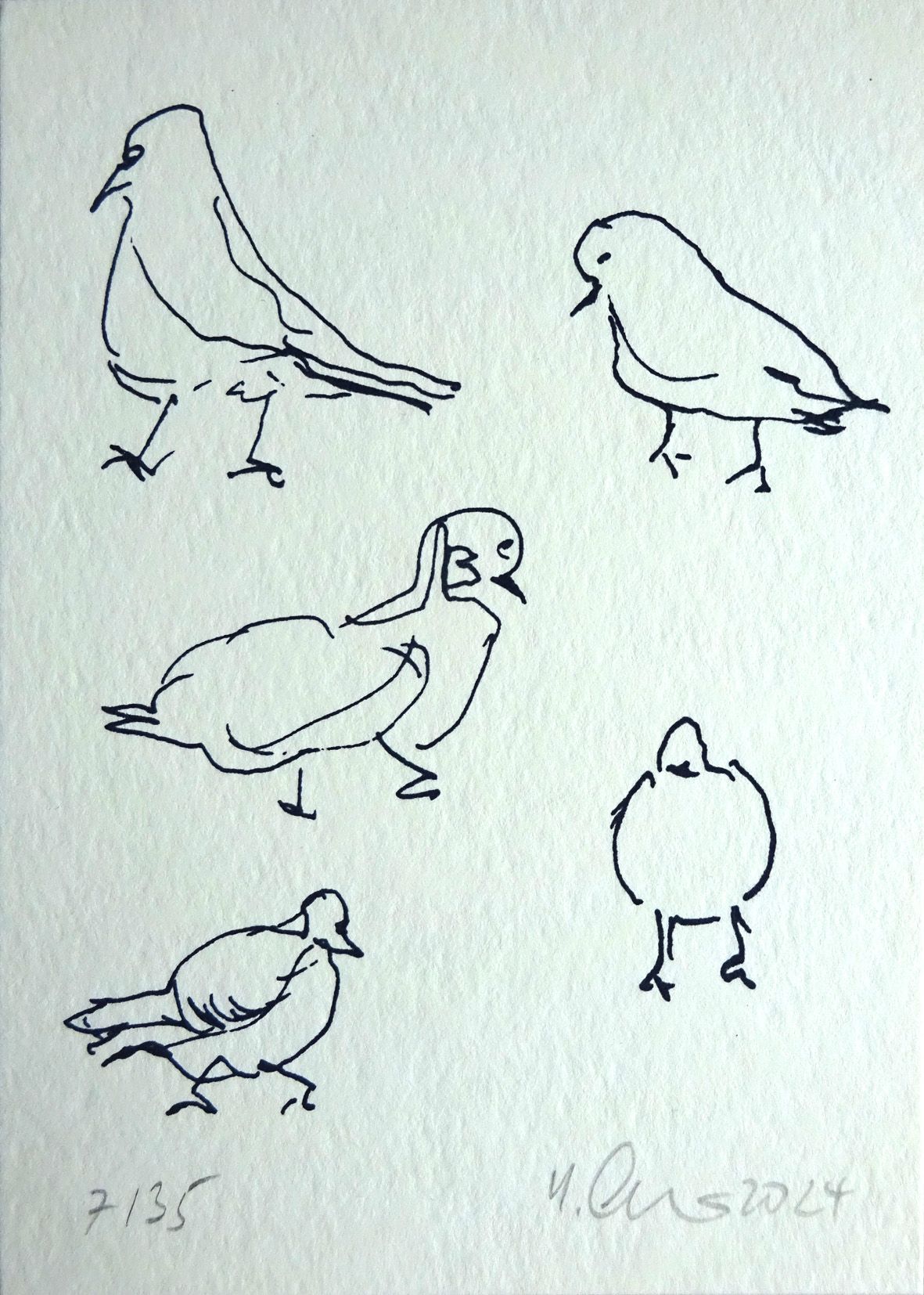 birds, silkscreen edition 35, lascaux gouache on 300gr paper, 10x14 cm, 2024