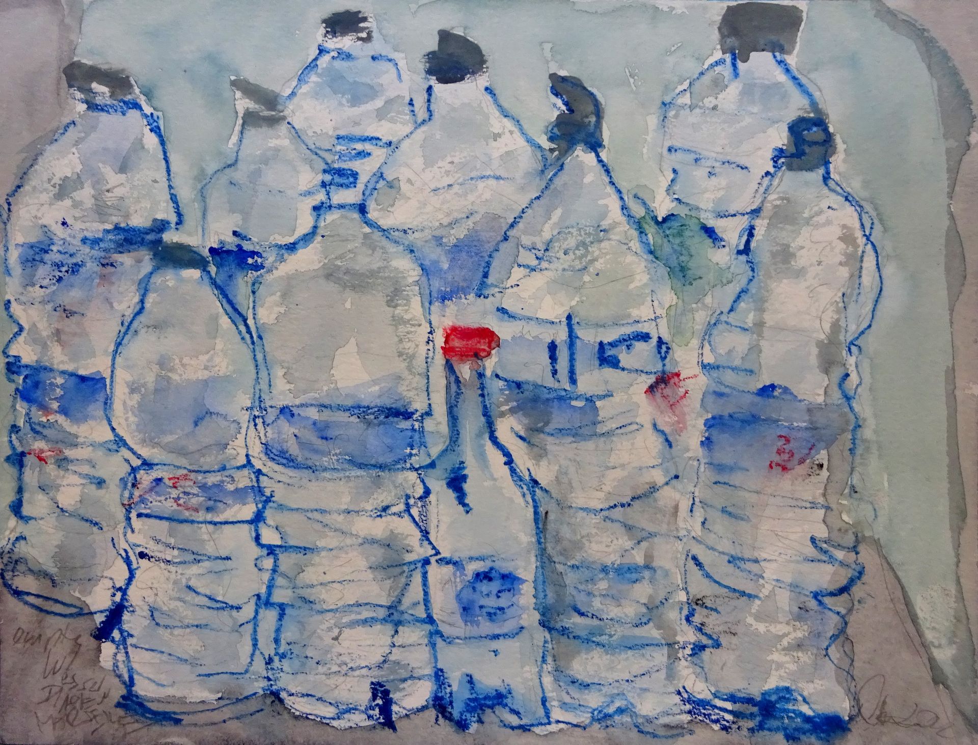 empty bottles, watercolour, 24x32 cm, 2022