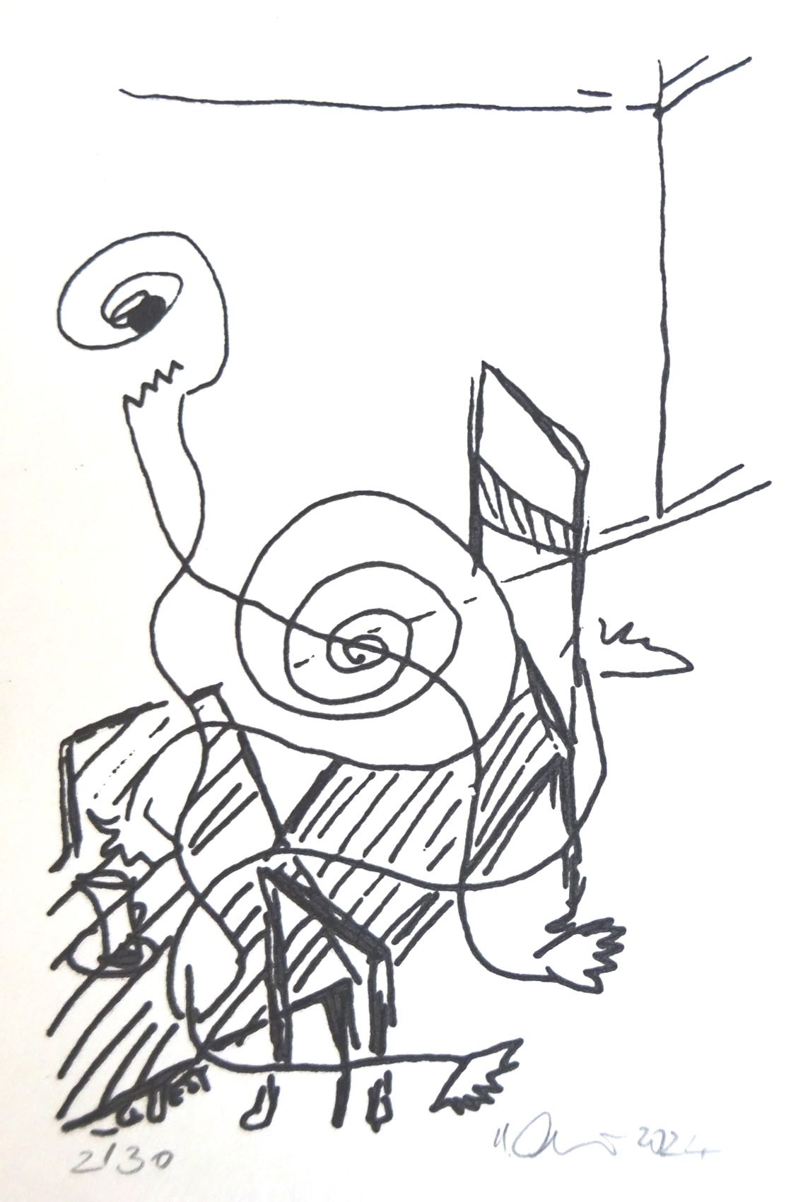 guest, silkscreen, edition 30, 10x14cm, lascaux gouache on 300 gr paper, 2024