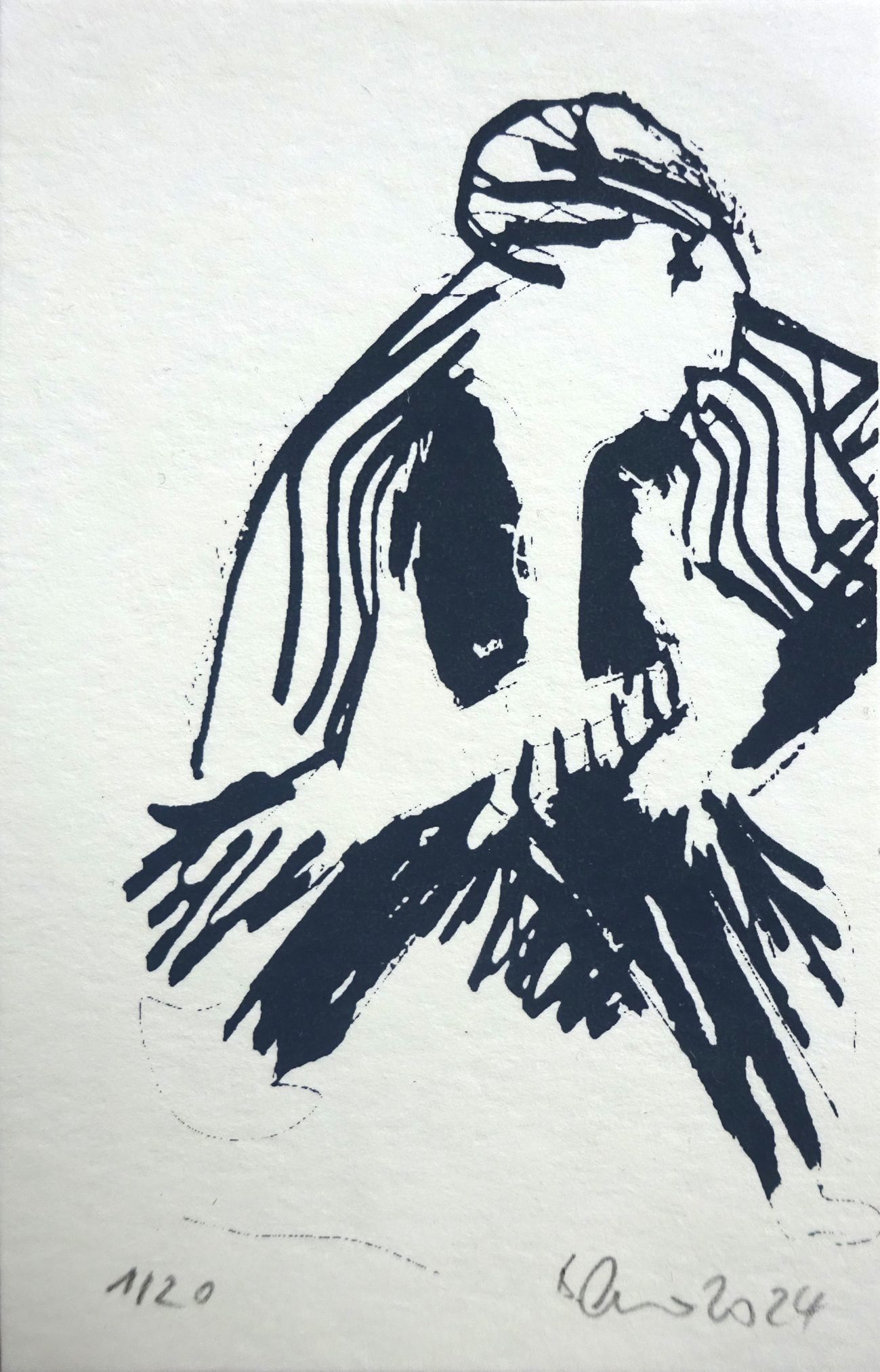 fish agent-mini silkscreen- edition 20-7x11 cm-lascaux gouache on 300 gr paper-2024