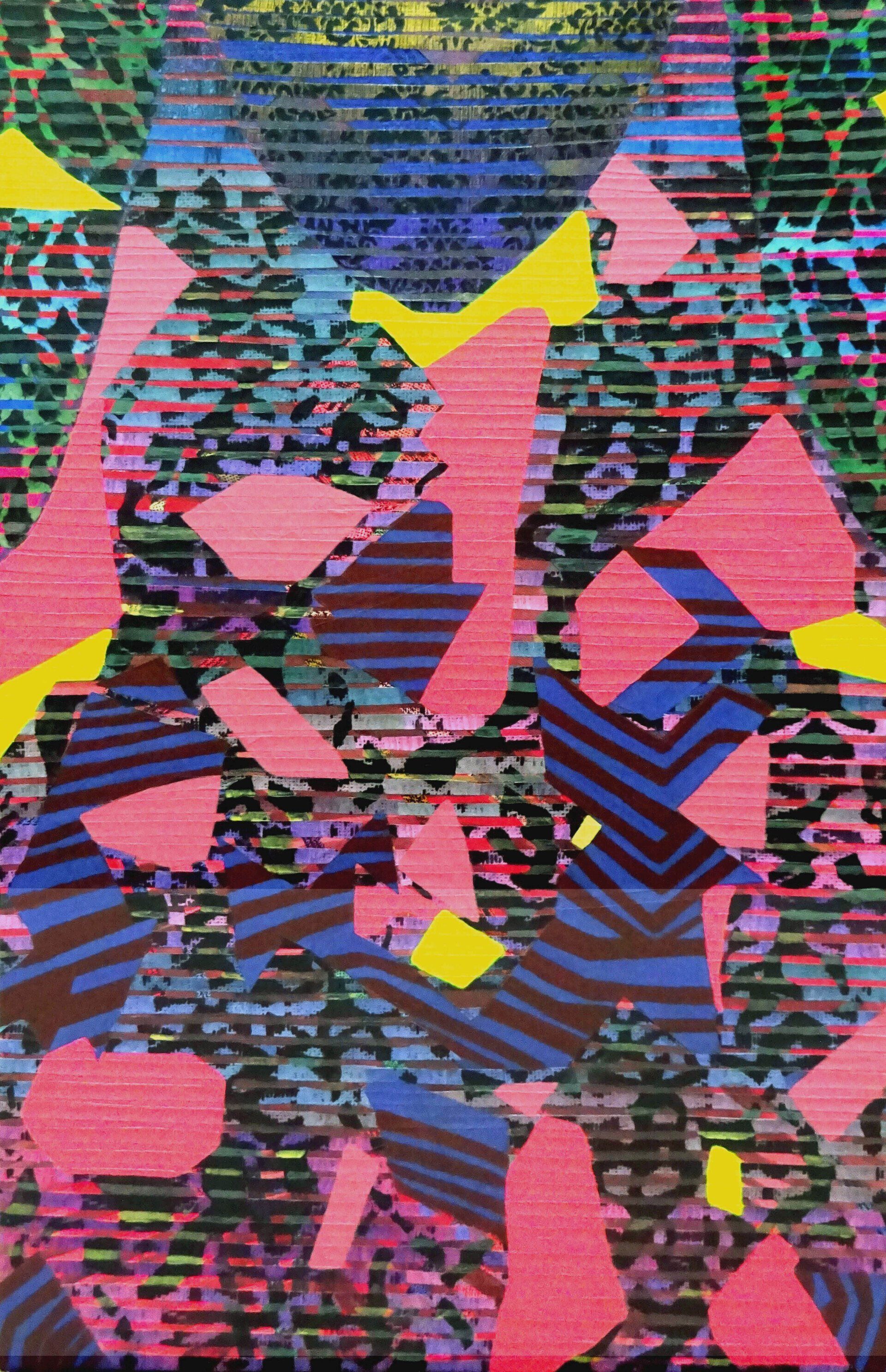 passenger violet walk, Serie Multituned, 90 x 55 cm, black & white fotocopy, acryl on canvas, 2020 painting collage, electronic music dubstep, drumnbass, Betty Stürmer, art,