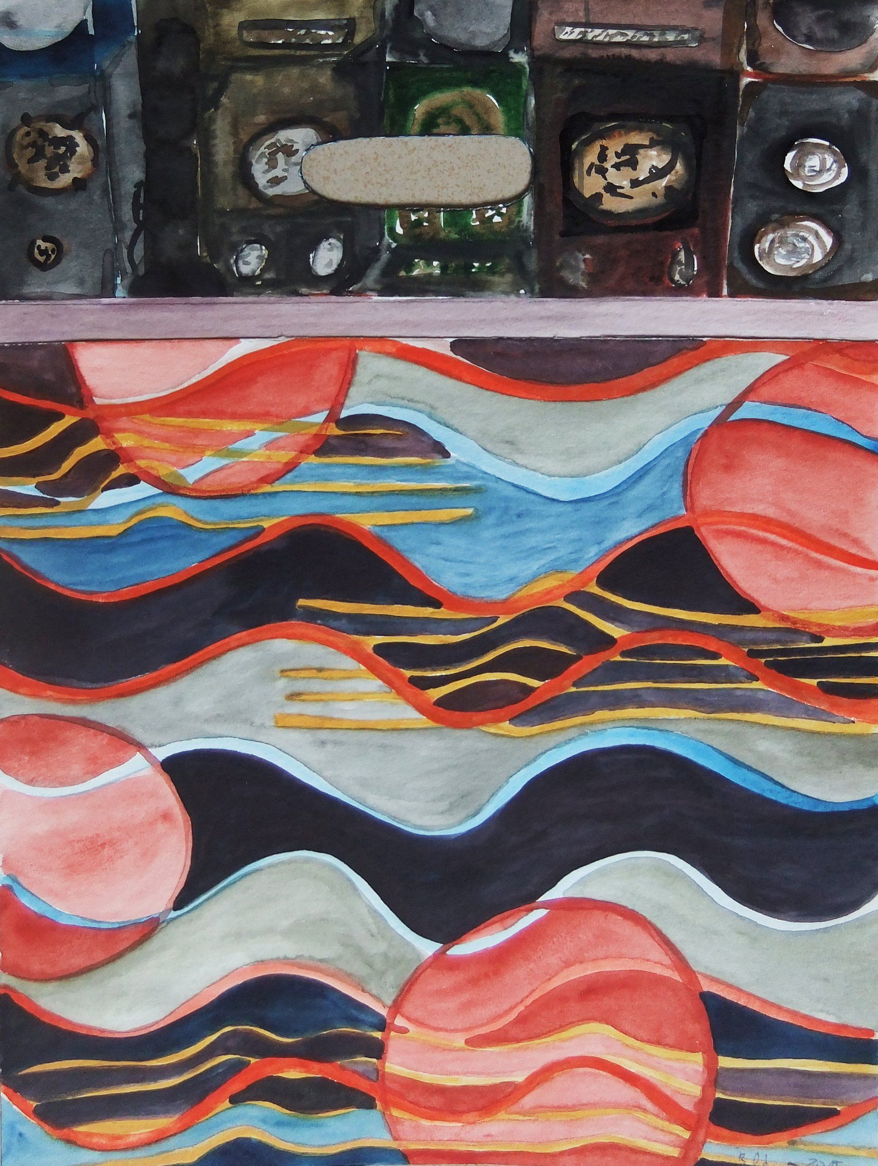 loudspeaker Soundbag, 42x 30 cm on paper, 2015 Betty Stürmer