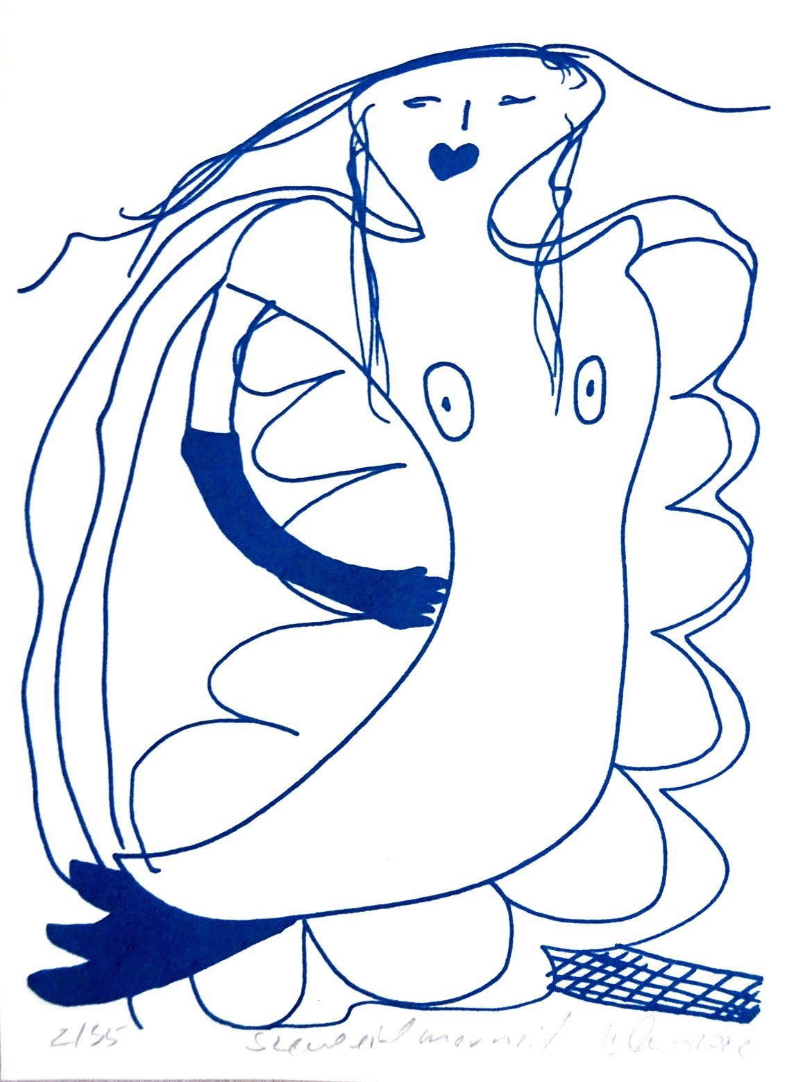 mermaid dark blue, Szenegirl Edition, silkscreen, 16 x 22cm, edition 35, gouache on 120 gr paper, 2022, sold out