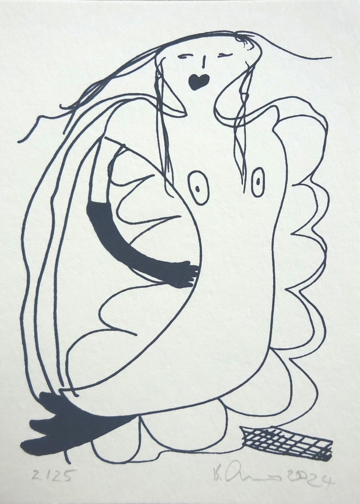 sirene-mini silkscreen- edition 25-10x14 cm-lascaux gouache on 300 gr paper-2024