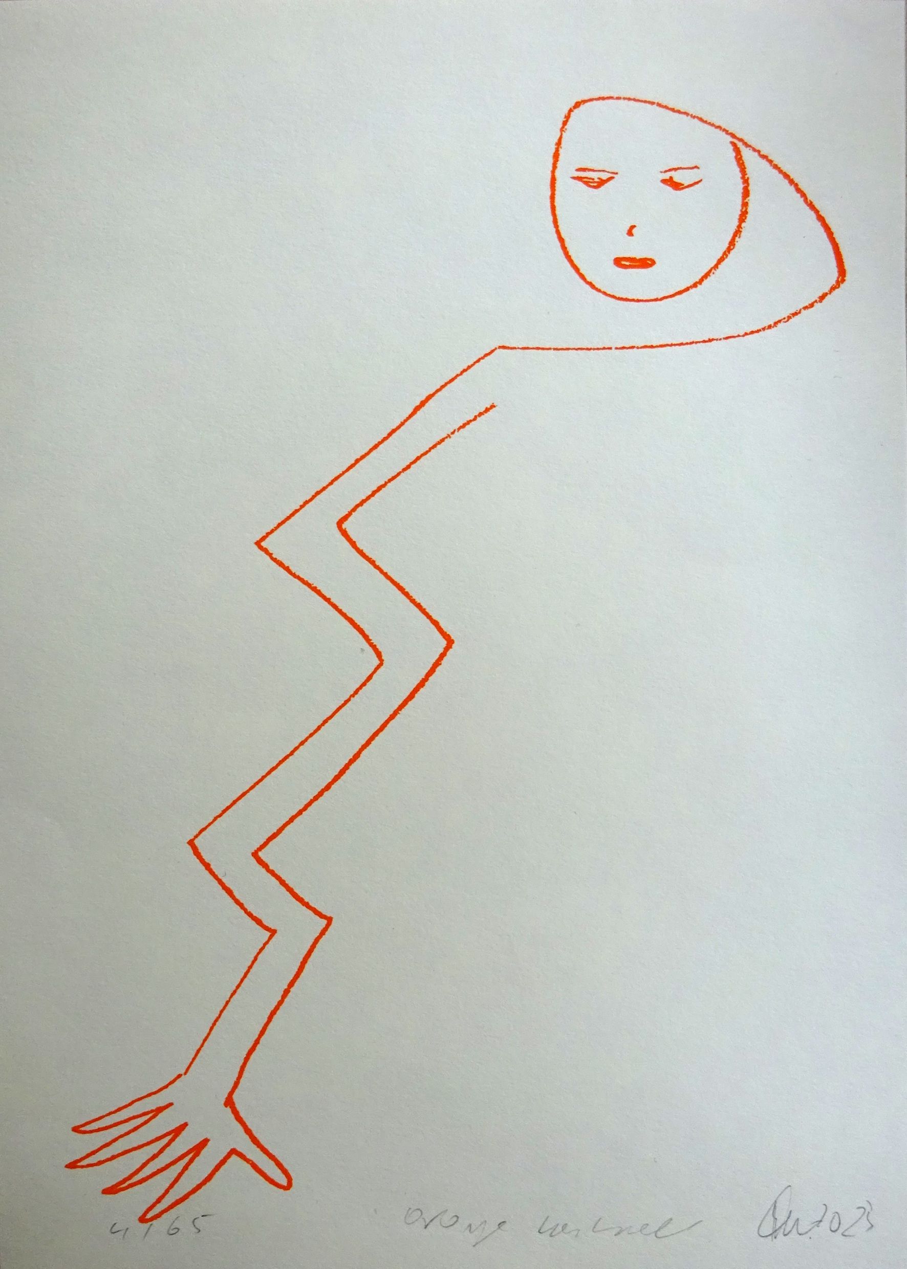 orange controll, silkscreen -gouache on bookprintingpaper 120 gr-15x21cm-edition 65-2023